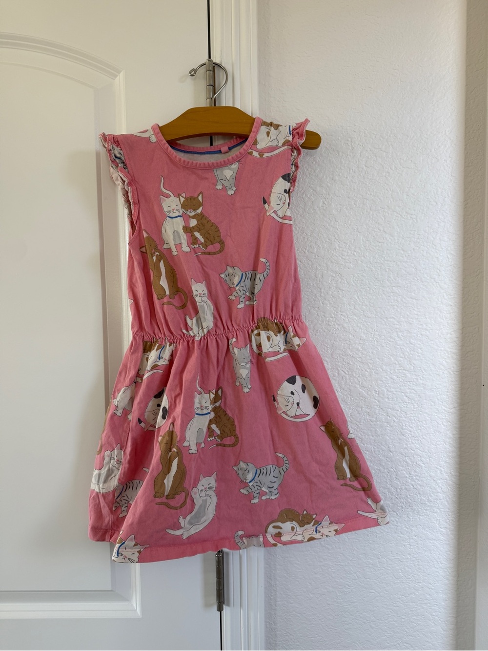 Mini Boden pink kittens dress 7/8 girls